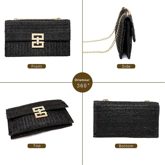 Lightweight Summer Straw Clutch with Reinforced Chain - Trendy Women’s Accessory - Picture 5 of 6